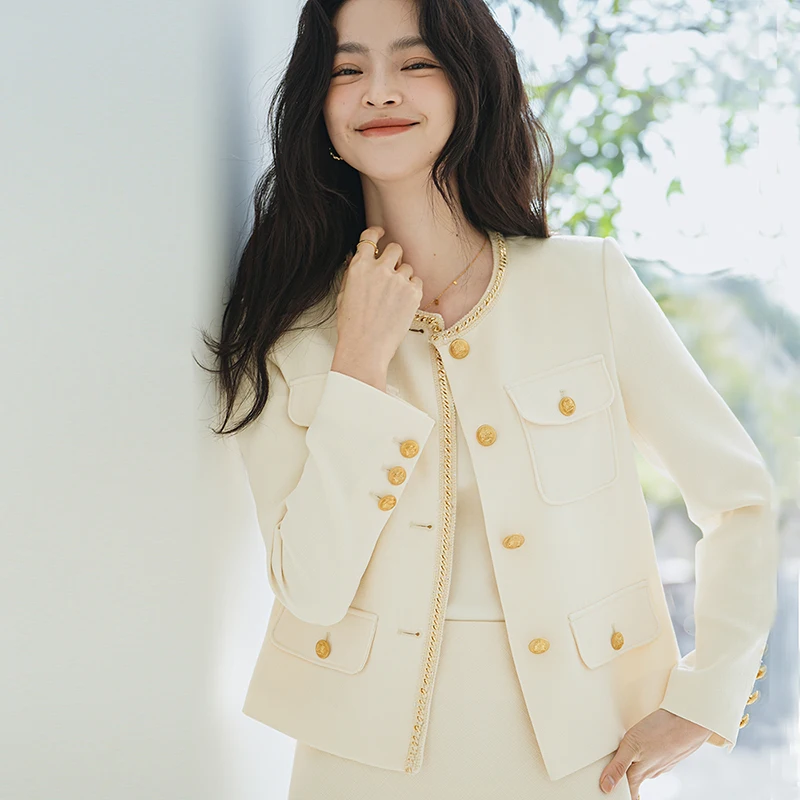 

High Quality Blazers Women Suit Casual Style Blended Simple Design Long Sleeve Single-breasted Knite Elegant Fashion