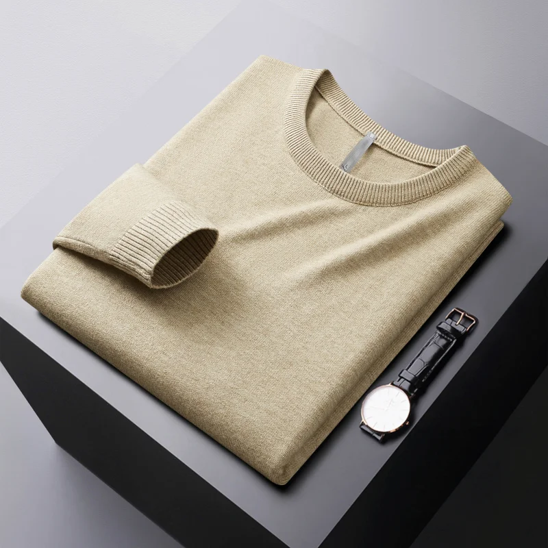 Winter Fashionable Warm Sweater Men's Elastic Cold-Resistant Clothes Casual Pure Color All-Matching round Neck Sweater 2
