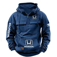 Sweat à capuche rétro Honda pour homme, automne et hiver, avec fermeture éclair, multi-poches, style streetwear, décontracté, sport et loisirs 1