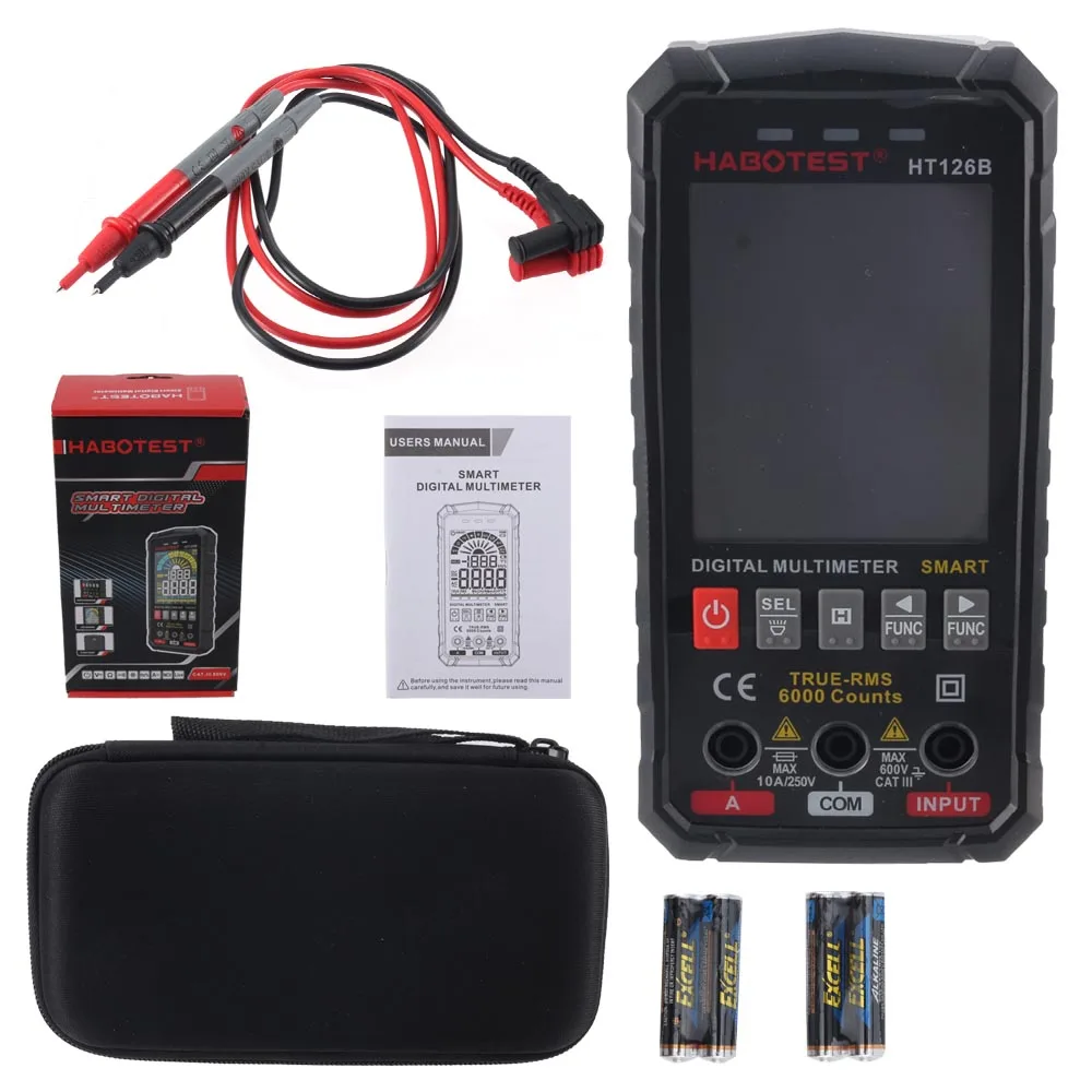 6000 Counts Digital Multimeter True RMS HABOTEST Smart AC DC Voltage Current Capacitance Frequency Duty Temperature Tester