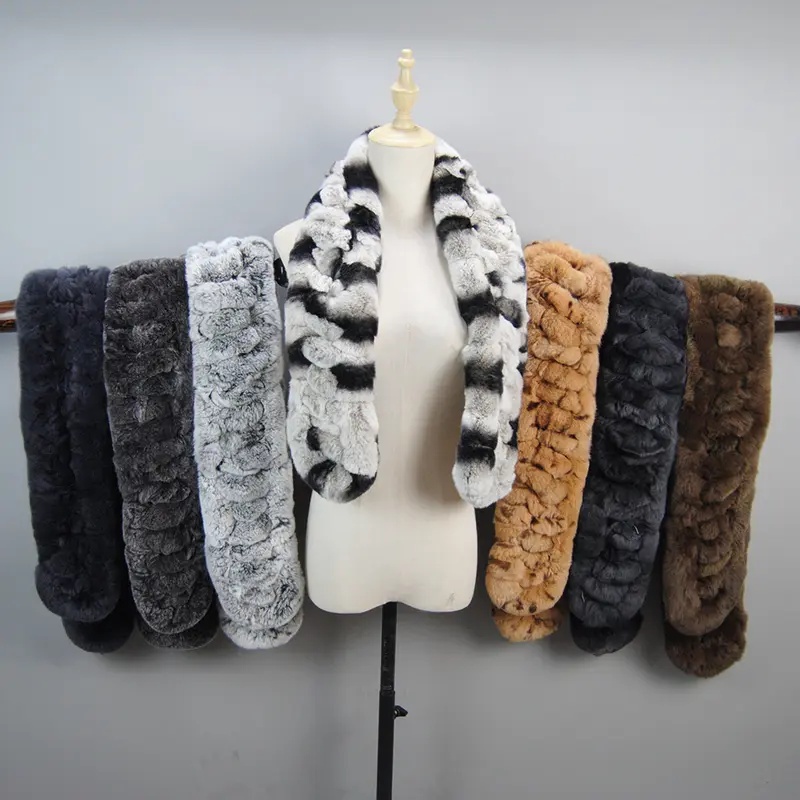 2026 New Arrivals Women Real Rex Rabbit Fur Scarf Lady Fashion Knitted Warm Soft Winter 100% Natural Real Rex Rabbit Fur Muffler - Image 6
