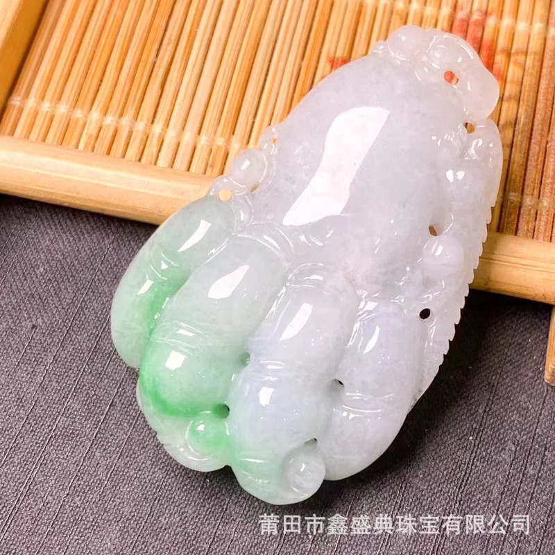 

Live Broadcast Supply Wholesale Myanmar Natural Emerald Pendant a Goods Color Buddha Hand with Certificate