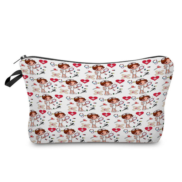 First Aid Kits Students Stationery Bag Case Floral Printed Medical Patch Pills Bag for Nurses Cards Cosmetic Bag