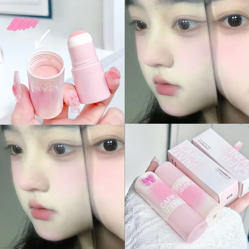 Sponge Head Blush Stick Waterproof Brighten Facial Contour Powder Blush Cream Nature Lasting Cheek Lightening Korean Makeup blush stick,blush cream,cream blusher,facial blusher,powder blusher,blush powder