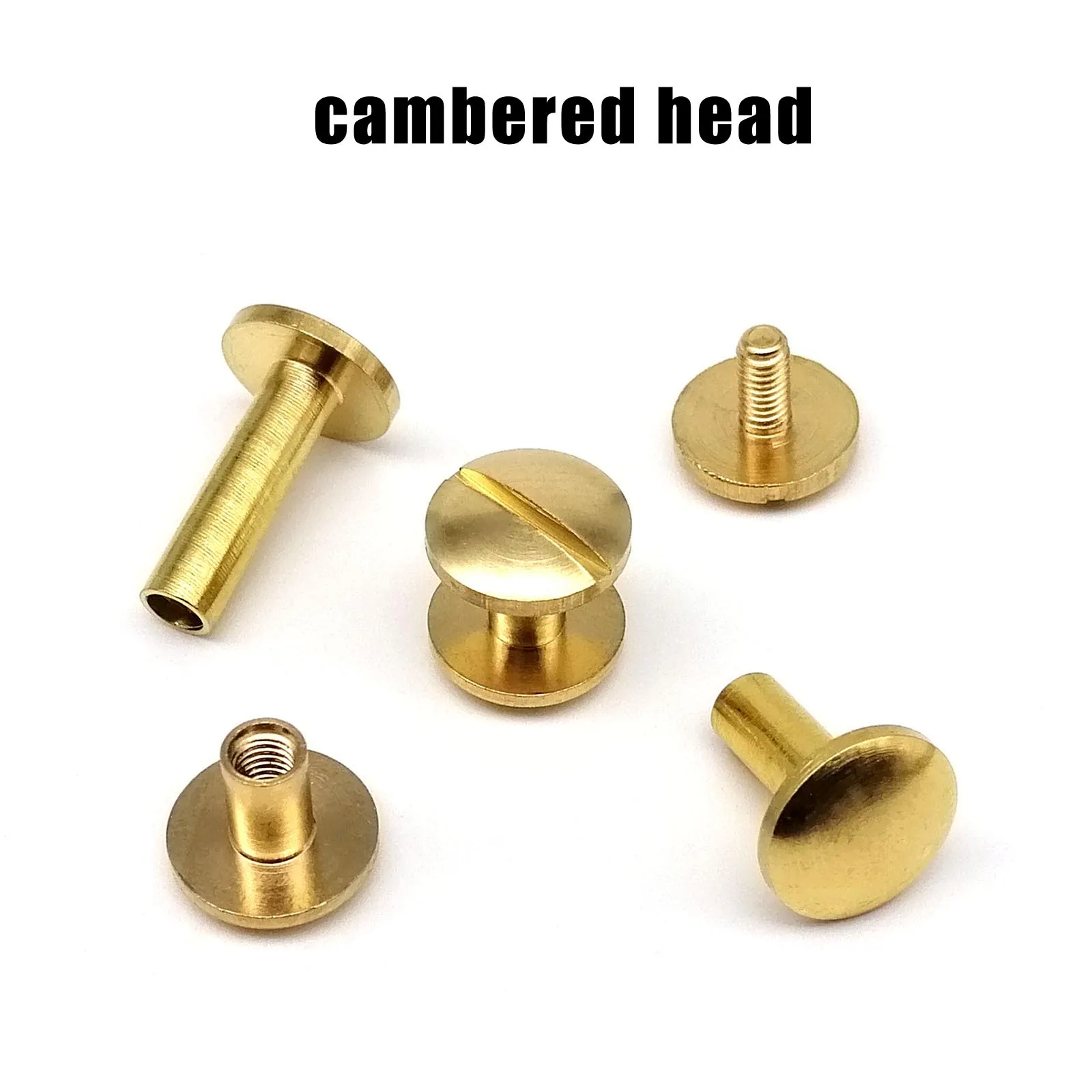 Solid Brass Copper Chicago Screw Nail Post Binding Rivet Round Head Stud 10pcs For Leather Craft Wallet Bag Belt Strap Web Book chicago screw