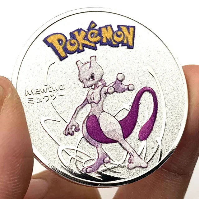 Pokemon Anime Gold Plated-Silver Plated Collectible Coin + Acrylic Case Pikachu Venusaur Eevee Charizard Game Coin Birthday Gift 4