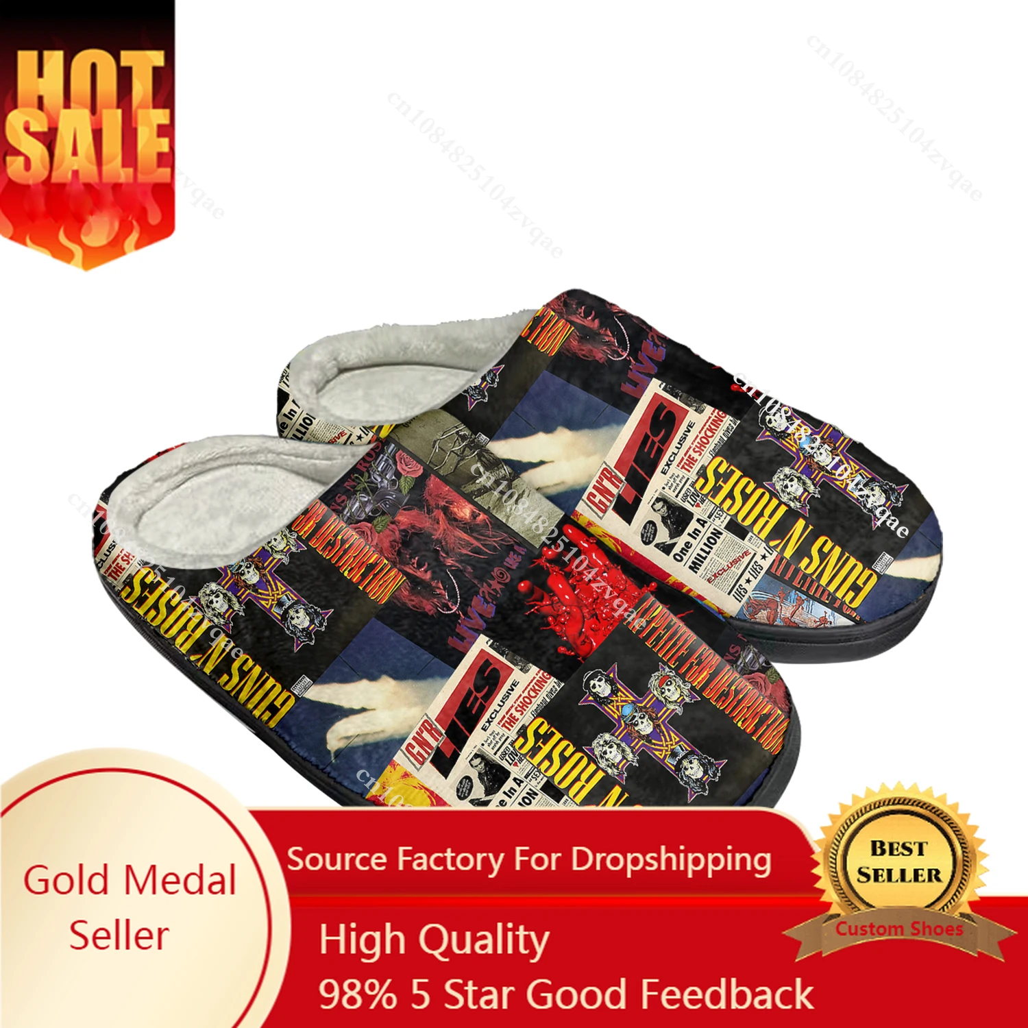 

Guns N Roses Heavy Metal Rock Band Home Cotton Custom Slippers Mens Womens Sandals Plush Bedroom Keep Warm Shoe Thermal Slipper