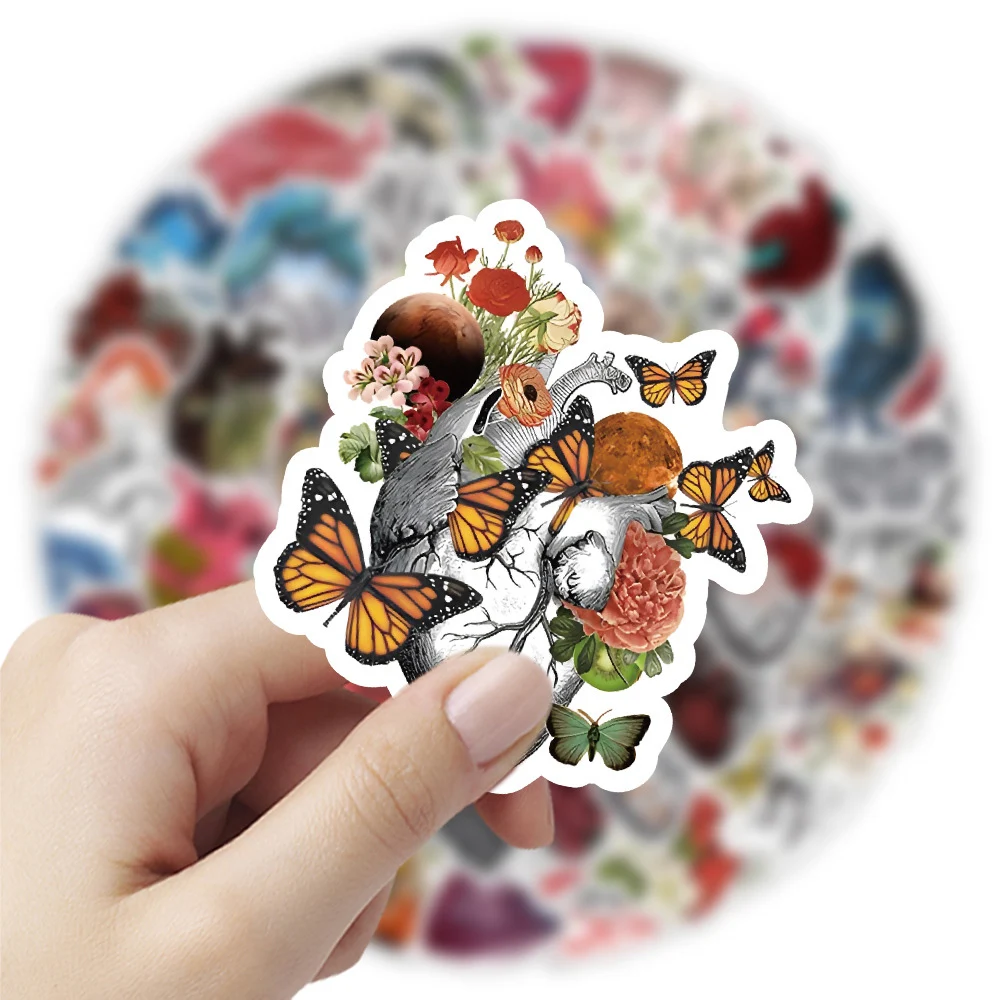 10/30/50pcs Organ Cartoon Heart Graffiti Stickers Decals Toys Waterproof DIY Laptop Skateboard Cars Vinyl Cool Sticker cartoon stickers graffiti stickers