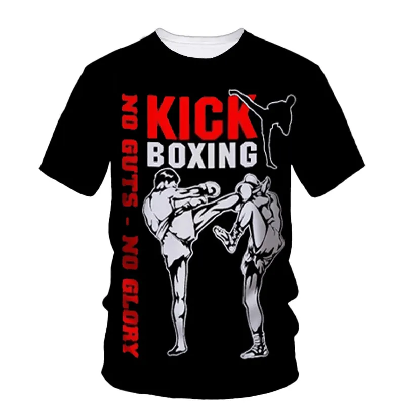 Fashion Taekwondo Men's T-Shirt Quick-Drying Martial Arts Sanda 3d Pattern Tough Man O-Neck Short Sleeve Outdoor Top