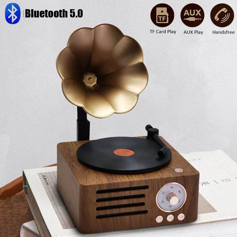 2023 Retro Radio Portatile Mini Fm Bluetooth Altoparlante Mp3 Music Box Giradischi Vintage Con Supporto Per Microfono Tfcard/Aux Play