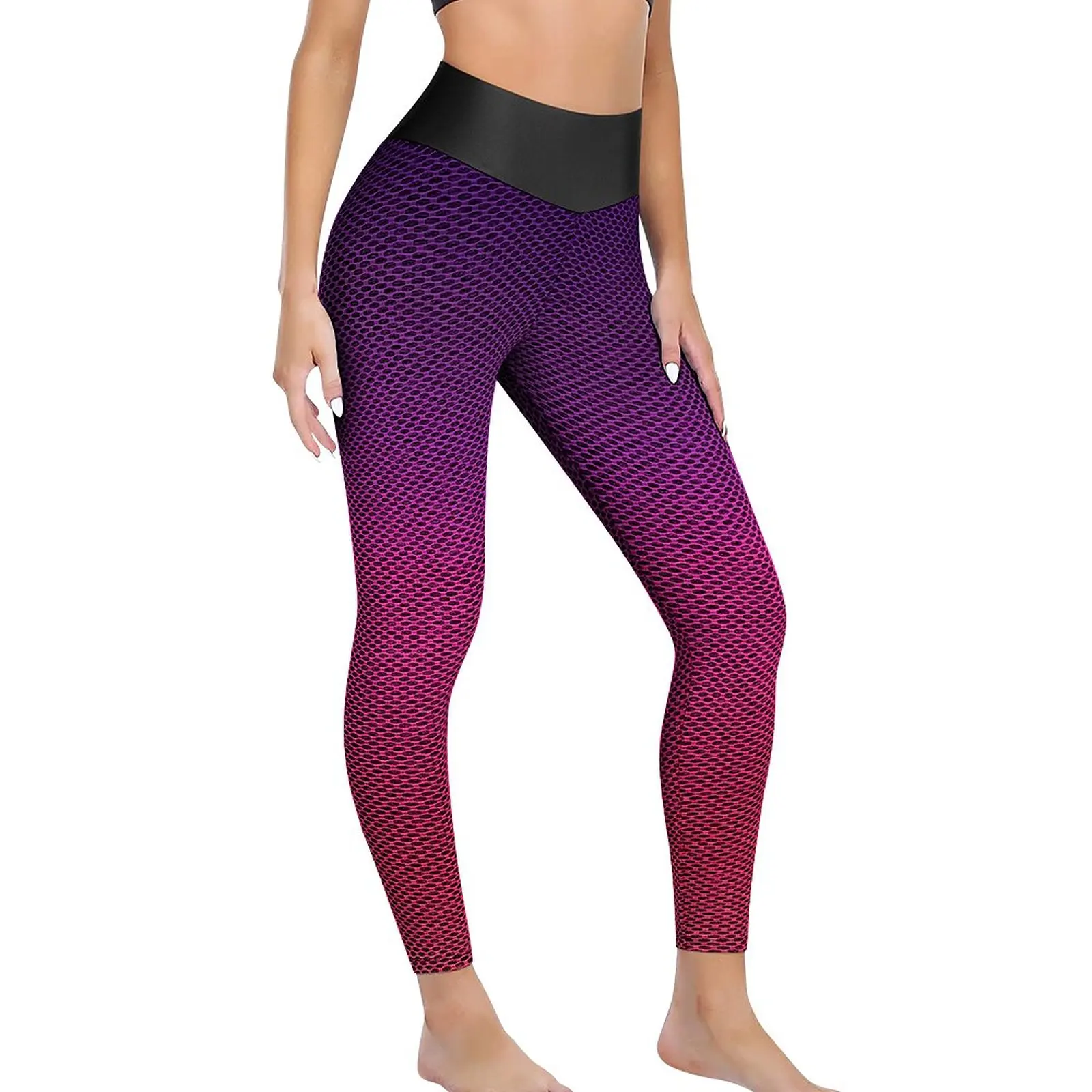 

Ombre Abstract Leggings Sexy Neon Purple And Pink Push Up Yoga Pants Cute Seamless Leggins Female Design Gym Sport Legging