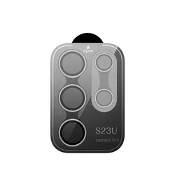 Premium Camera Protector: Metal Lens Ring with Tempered Glass Cover Cap - S24 Ultra (Silver)
