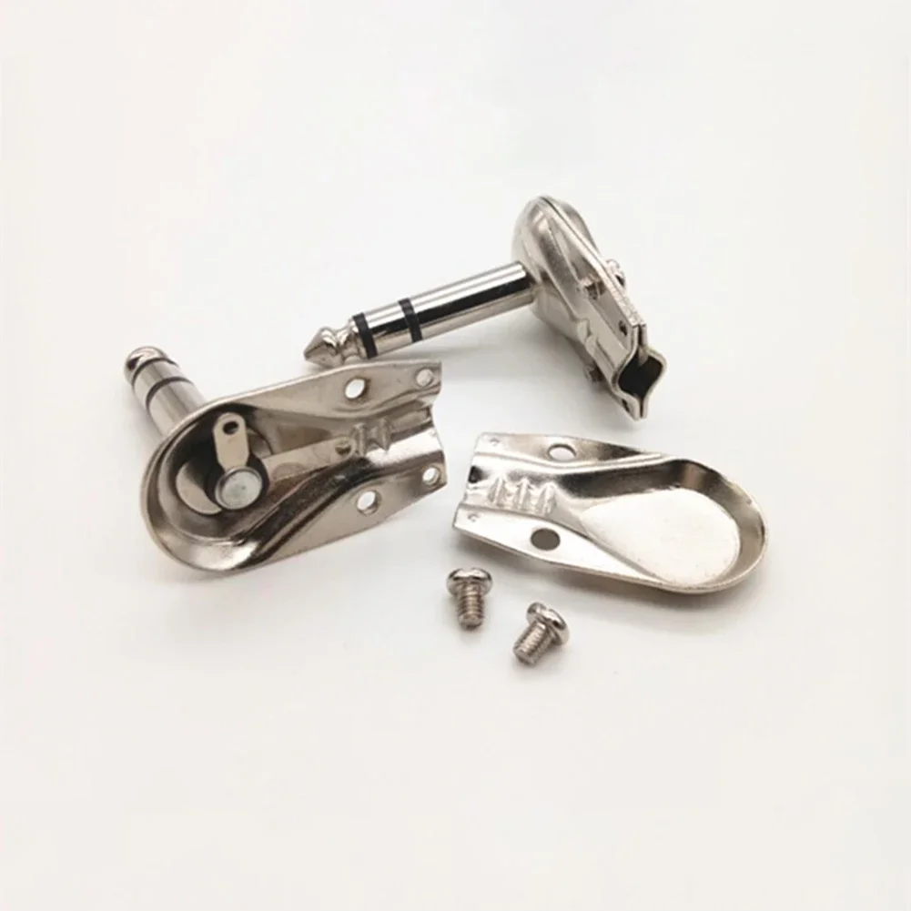 4pcs/kit 6.35mm 1/4 Inch Stereo TRS Right Angle Guitar Flat Male Connector Suitable For Making Patch Cables Audio Connector