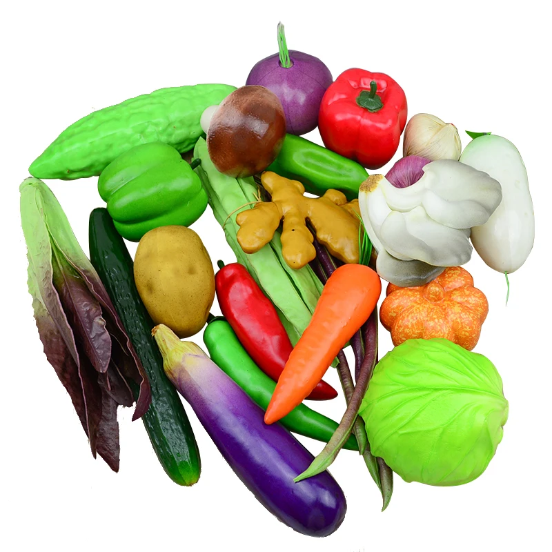 Kitchen Food Toys Vegetable Ornaments Food Photography Props Food Model Multiple Style Mini Simulation Artificial Vegetable Pepper Pumpkin Garlic Fruit Fake Pretend Play Cutting Toy Home Decoration
