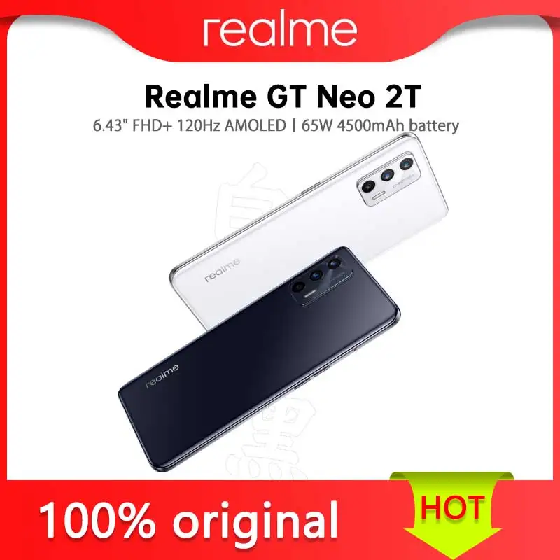 

Realme GT Neo 2T 8GB 256GB Mobile Phone 6.43'' 120Hz OLED Screen MediaTek 1200 Ai Octa Core Smartphone 64MP Camera