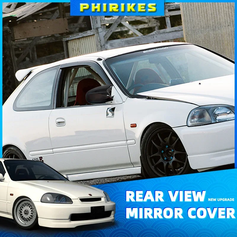 

2 pieces Rearview Mirror Cover Cap Carbon Black for Honda Civic 8th gen 1996-2001