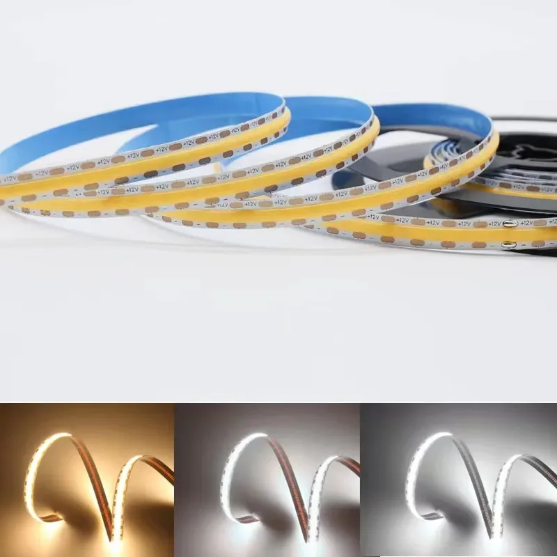COB-LED-Streifenlicht, 12 V, 5 m, hochdichtes Flex-Band, kühles Weiß, 6500 K, warmweiß, 3000 K, Naturweiß, 4000 K, Ra90, DIY, 1 cm, 1 LED-Schnitt – Detail 1