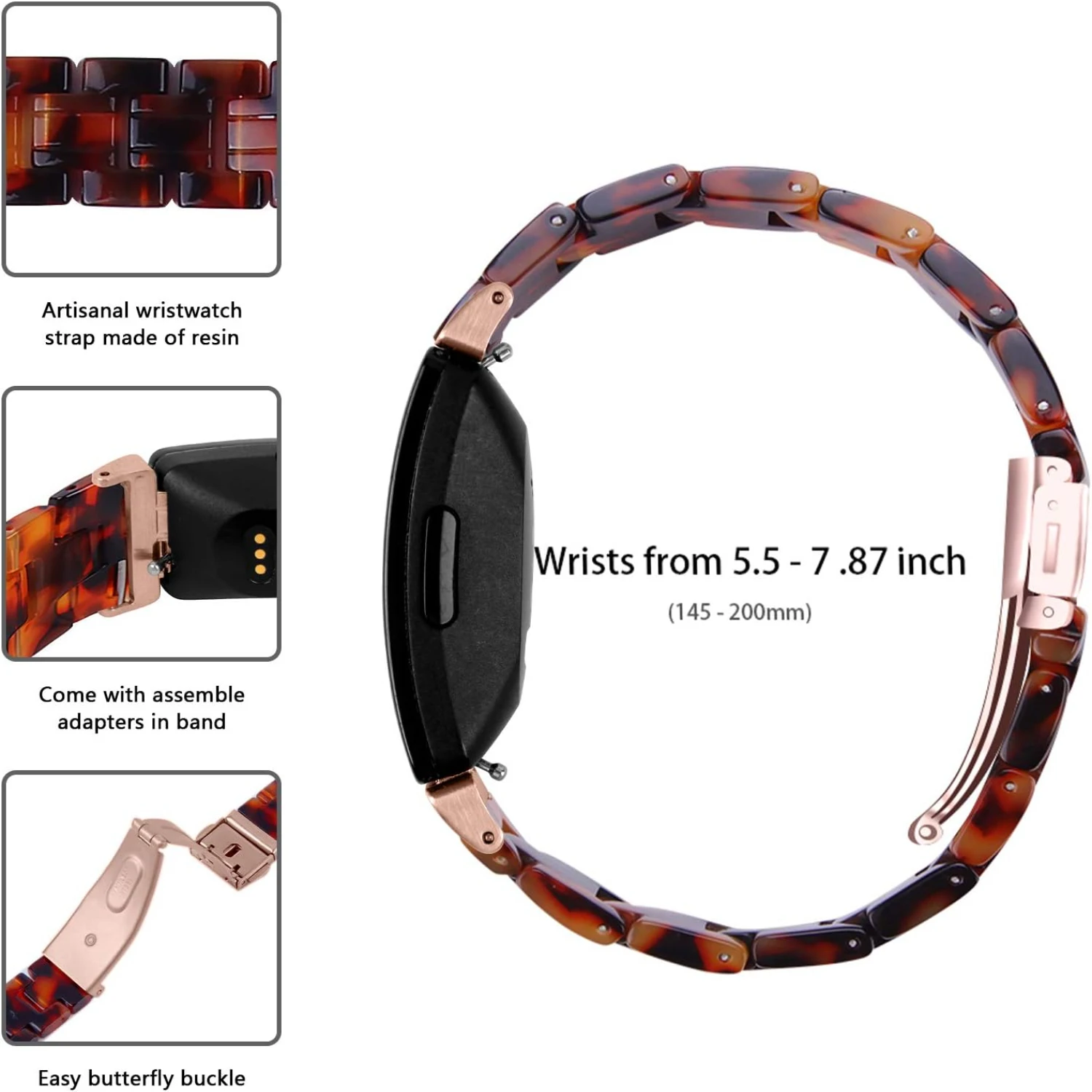Elevate Your Workout Style with This Stylish, Durable Resin Bracelet-Fashionable High-Quality Strap for Inspire HR, Inspire 2,