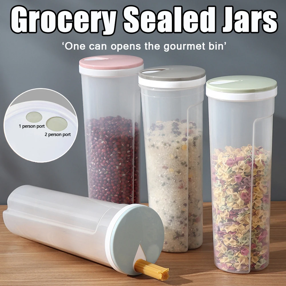Noodles Spaghetti Container Plastic Noodle Pasta Storage Jar with Locking Lid Clear Dry Food Keeper Canister Cereal Crisper Box
