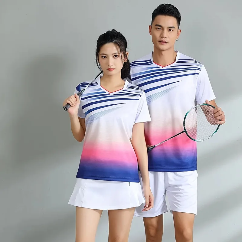 Men's Table Tennis T-shirts Badminton Clothing Women Short Sleeve Badminton Shirt Competition Training Clothing Children TShirt