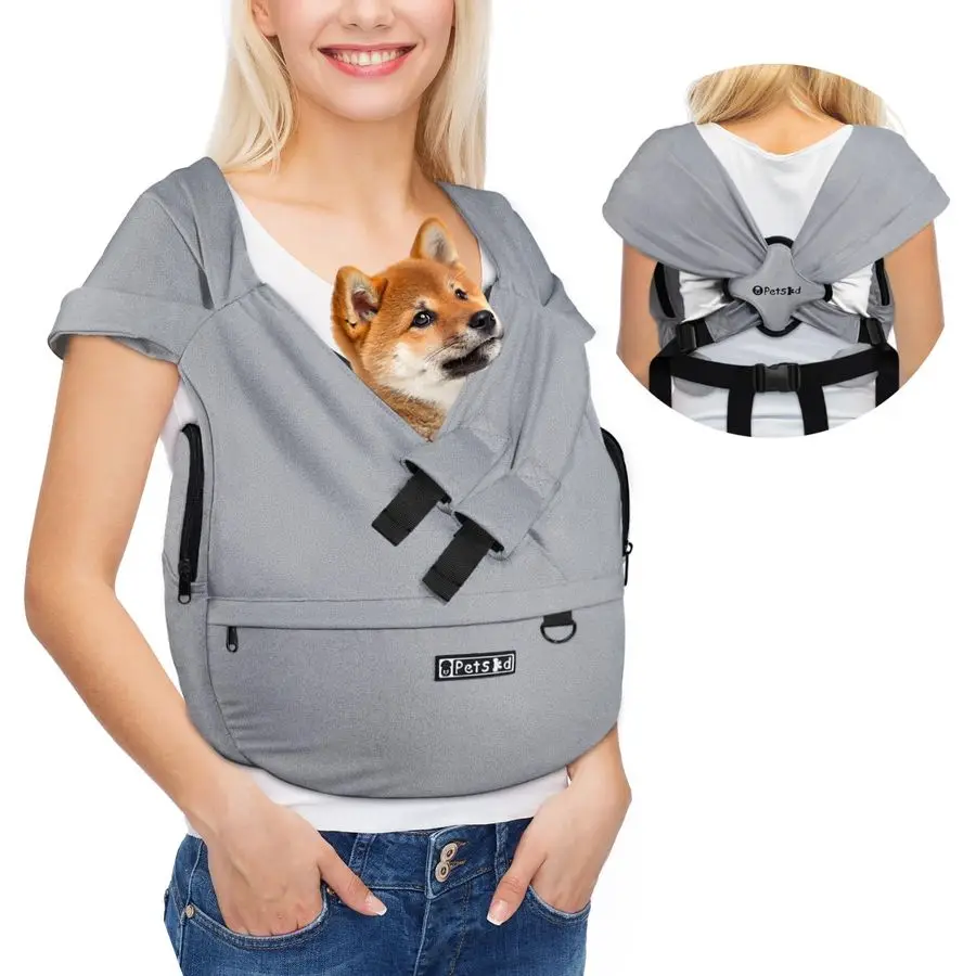 Dog Carrier Sling for Small Pet 715 LBS, Hands Free Front Facing Cat Sling Chest Carrier with Bottom Mat and Adjustable Strap fo 1