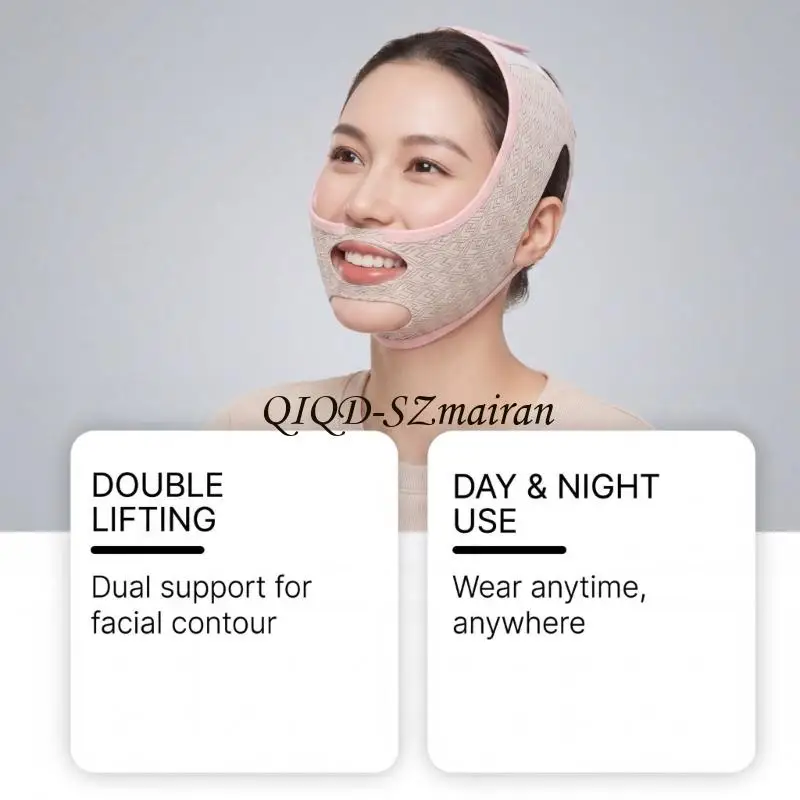 Q1QD 조정 페이스 슬리밍 마스크 소프트 폴리에스터 스판덱스 혼합 패브릭 페이스 강화