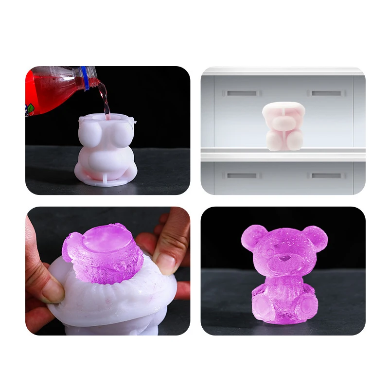 Ice Cube Maker Silicone Mold Ice Cream Popsicle Mould Creative DIY Bear Animal Shape For Bartender Whiskey Wine Bar Accessory