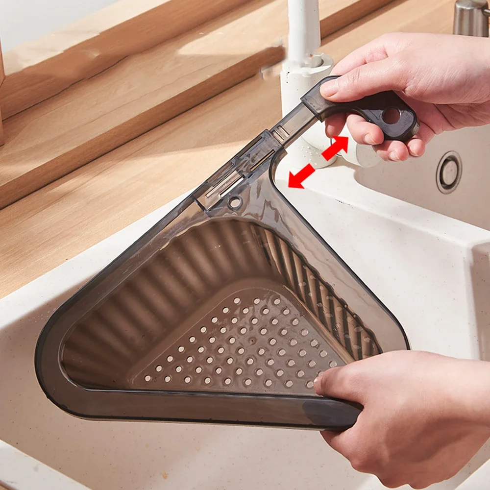 Kitchen Triangular Sink Strainer Drain Storage Tool Basket Suction Cup Sink Filter Rack Tool Fruit Vegetable Drainer Sponge Rack