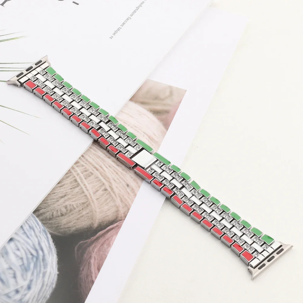 Metal＋Diamond Strap For Apple Watch Ultra/2 9 8 7 45mm 41mm Stainless Steel Bracelet iWatch 6 5 4 SE 44mm 42mm 40mm 38mm Correa