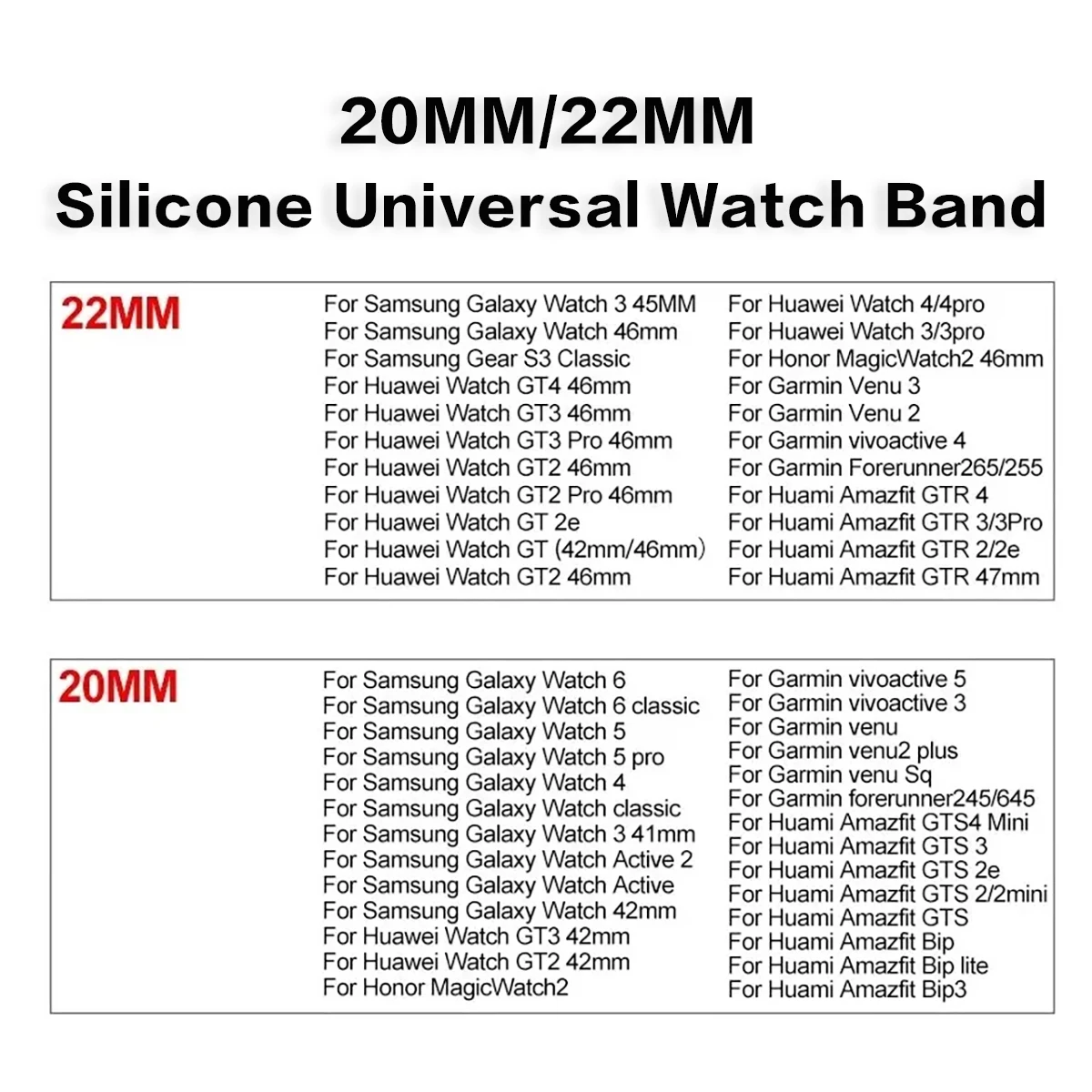Magnetic Silicone Strap - Soft & Breathable, Available in 20mm/22mm Sizes