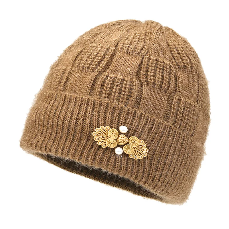 Mössor Dam Utomhus Tjock Varm Veet Ull Stickad Mom Bonnets Höstkepsar Gorro Dam 2023 Ny Vinterhatt_voghion.com