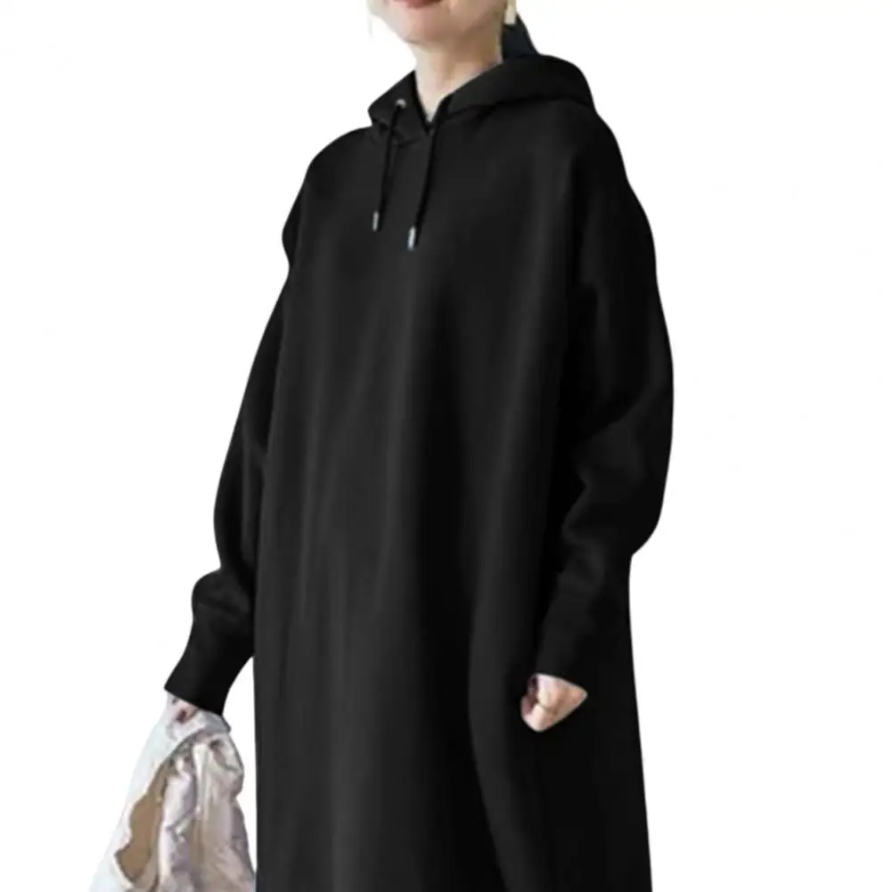 Maxi Dress Outfit Oversized Long Hoodie Dress Plus Size Drawstring