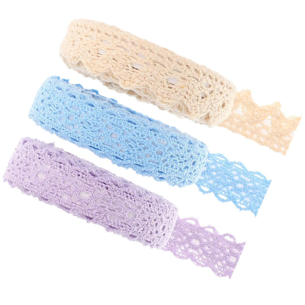 

3 Rolls of Elegant Lace Tape Crafting DIY Lace Tape Photo Frame Lace Trim Tape Decorating Lace Tape