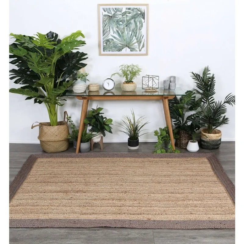 

Rug 100% Natural Jute Braided Style Reversible Carpet Modern Living Area Rug