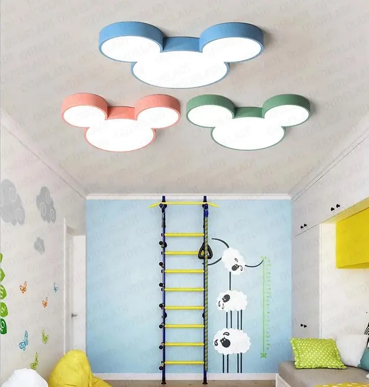 Nordic Macaron Mickey LED Ceiling Lamp with Kids