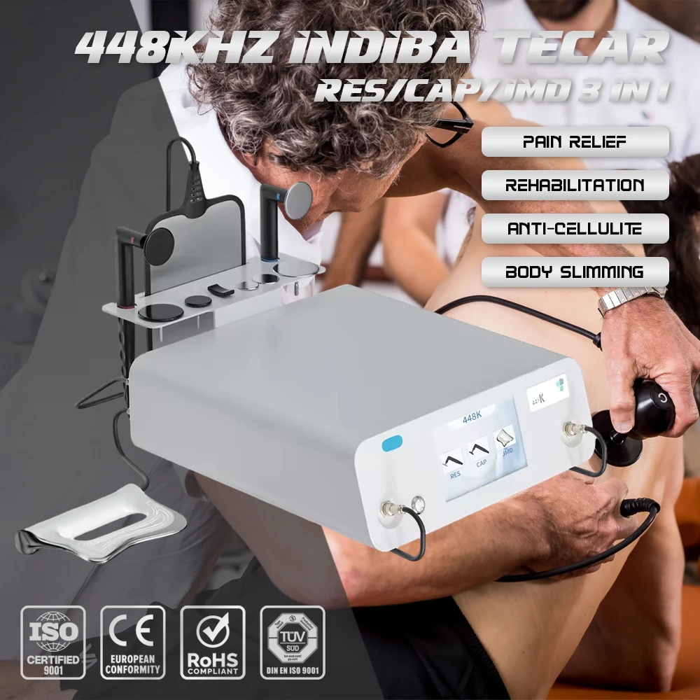 448KHz Tecar Pain Management Machine CET RET Diathermy Physiotherapy Muscle Relax Body Rehabilitation Beauty Health Equipment physiotherapy pneumatic body painless ed shock wave therapy for erectile dysfunction device