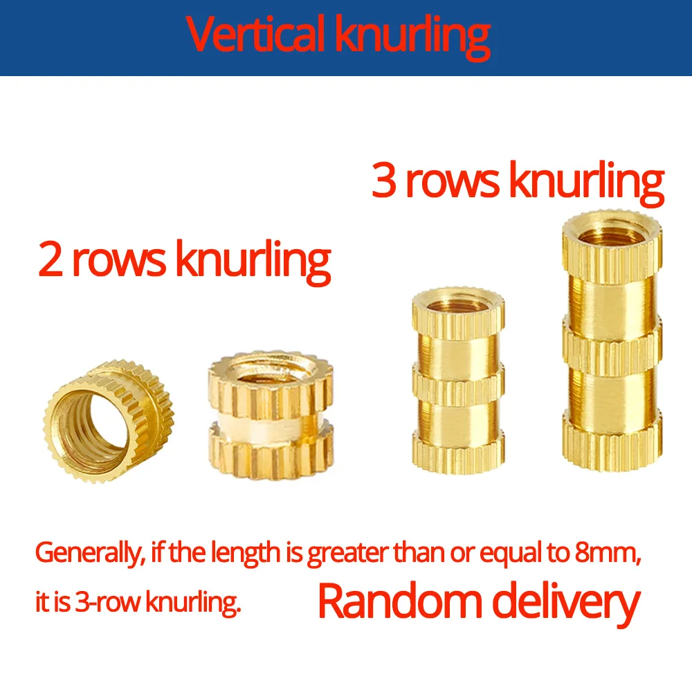 20/30PCS 1/4 Threaded Insert Nut Brass Heat Inch Size Knurled Hot Melt Molding Injection Embedded Insertion Nut for Plastic