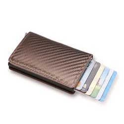 Sleek Leather Minimalist Men's Card Holder Wallet (Carbon Coffee)