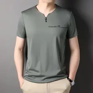 COODRONY Middle-aged Fashion Men T-shirt Business Summer Tees Casual Breathable Light Luxury Round Neck Short Sleeve Top W7014