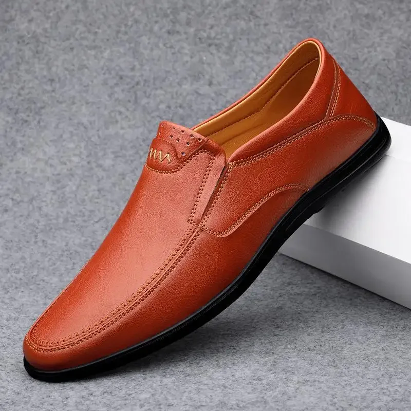 

Мужские кожаные туфли, черные деловые повседневные туфли в британском стиле, на платформе, для вождения, весна-лето 2023