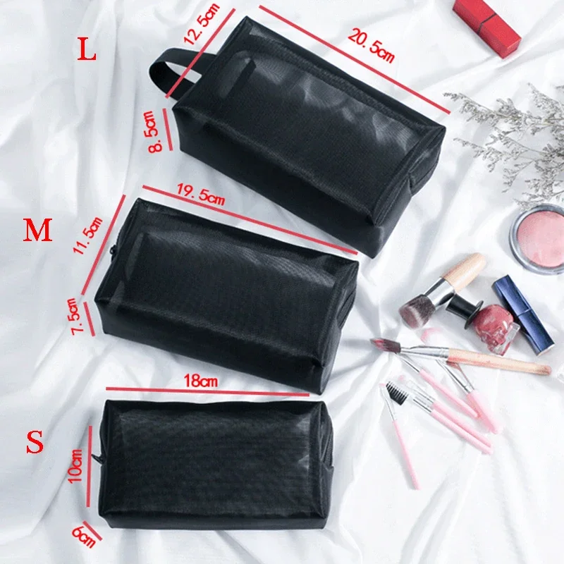 Makeup Organizer Cosmetic Bag Cosmetic Storage Bag Toiletry Bag Makeup Bag Cosmetic Case Portable Mesh Transparent Cosmetic Bag Makeup Case Women Travel Zipper Make Up Organizer Wash Toiletry Beauty Storage Bag Pouch