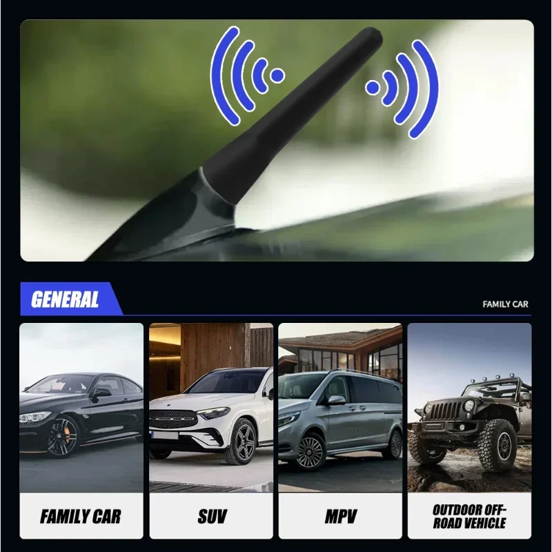 Antena de techo de Radio para coche, accesorio Universal de 6,5 cm de  longitud con tornillos, señal mejorada, Mini antena corta, color negro -  AliExpress