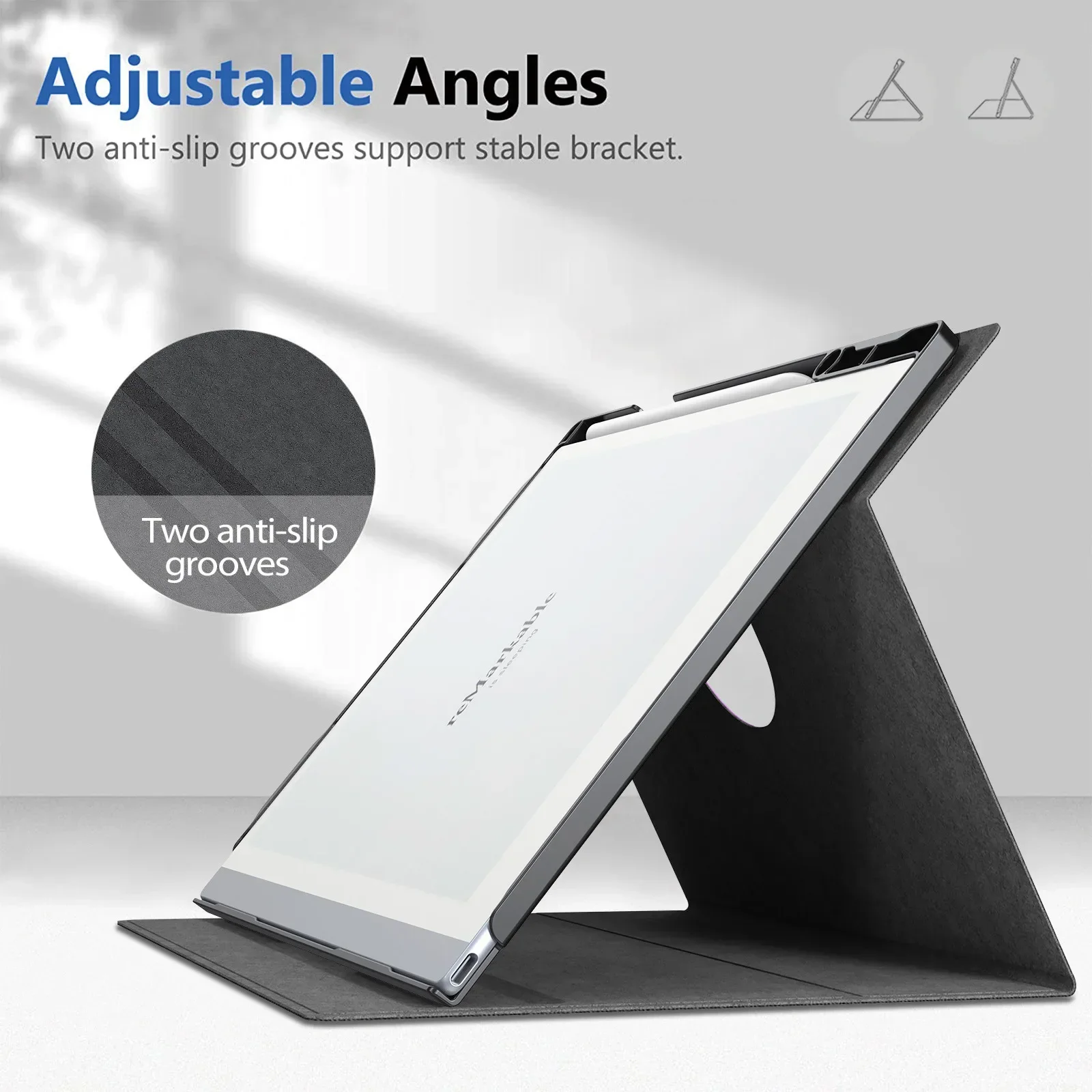 360° Rotating Pencil Holder Cover with Hard PC Back Shell