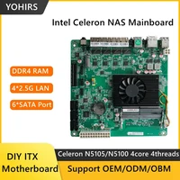 Yohirs 4x2.5G Lan NAS Mainboard Intel N5105 N5100 mini itx industrial PC 6xSATA3.0 PCIe 17x17CM Soft Routing Motherboard 2*DDR4 1