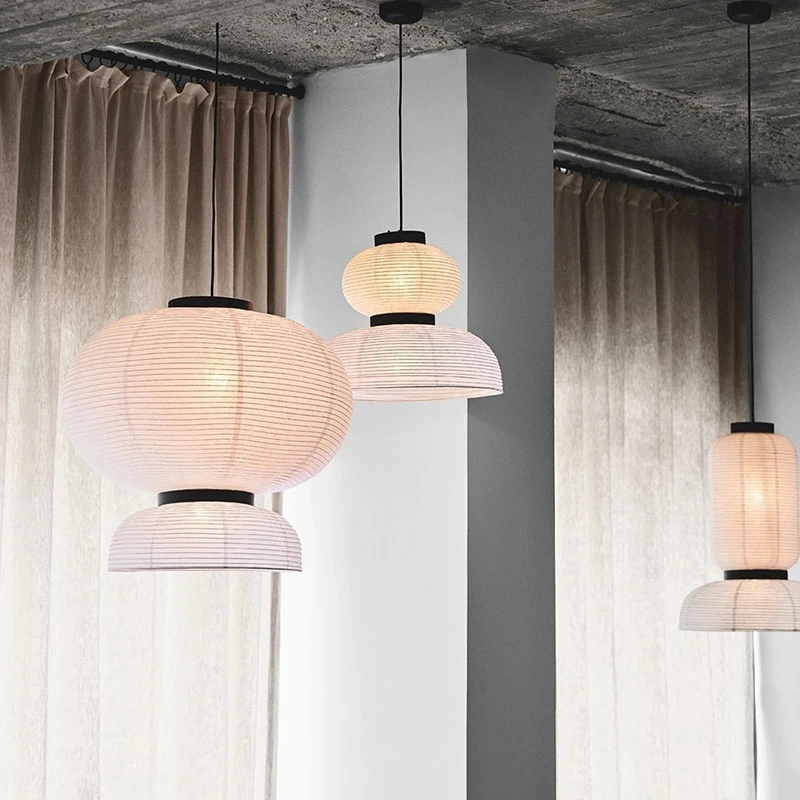 

Nordic minimalist chandelier Creative homestay living room dining room bedroom Japanese style Noguchi Yong Xuan paper silent cha