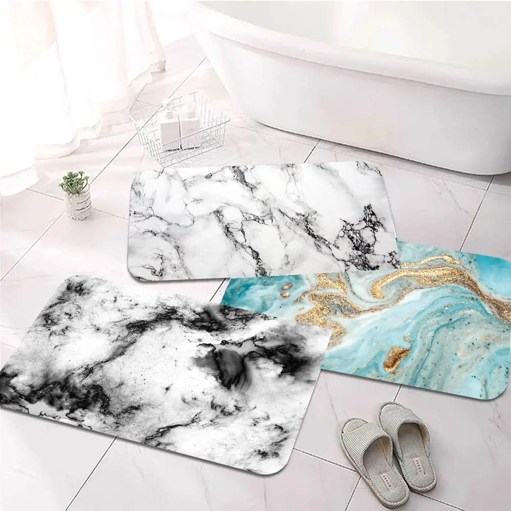

Marble Painting Floor Mat Graphic Printed Flannel Doormats For Bathroom Kitchen Entrance Carpet Home Decor