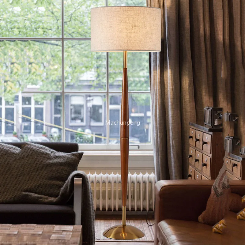

Retro Minimalist Floor Lamp Home Creative Bedroom Vintage Atmosphere Light Designer Wood Lampe De Chevet Living Room Decoration