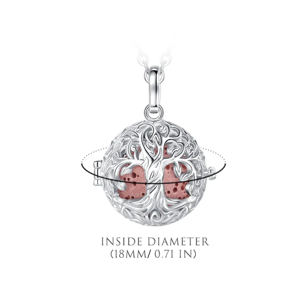Eudora 18mm Tree of Life Volcanic Lava Stone Necklace Aromatherapy Locket Diffuser Pendant Fashion Lava Stone Jewelry Women Gift 2
