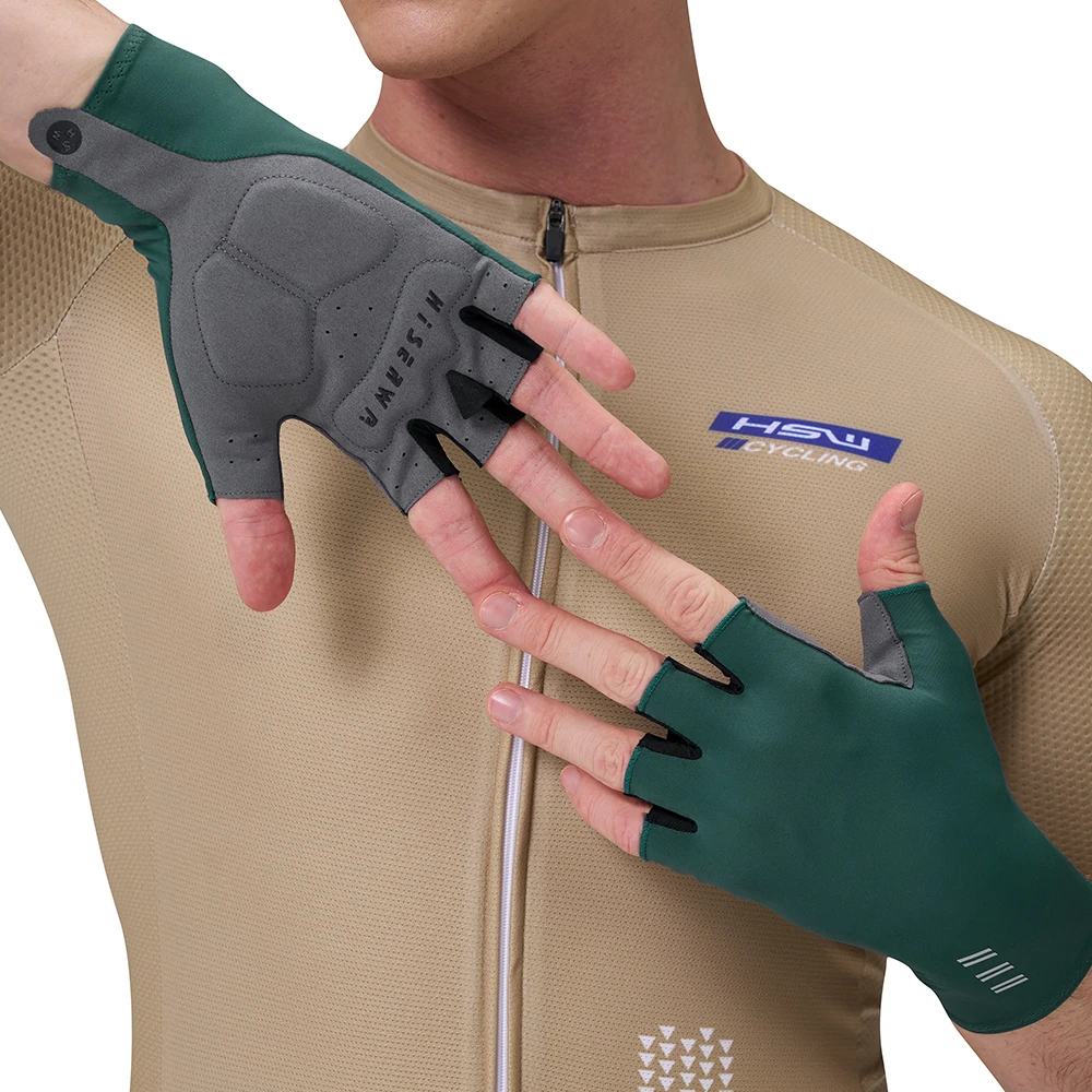 HISERWA Summer Cycling Half Finger Gloves Men Women Breathable Anti-Slip Anti-Sweat Sports Gloves Anti-Shock Bike Bicycle Gloves 5