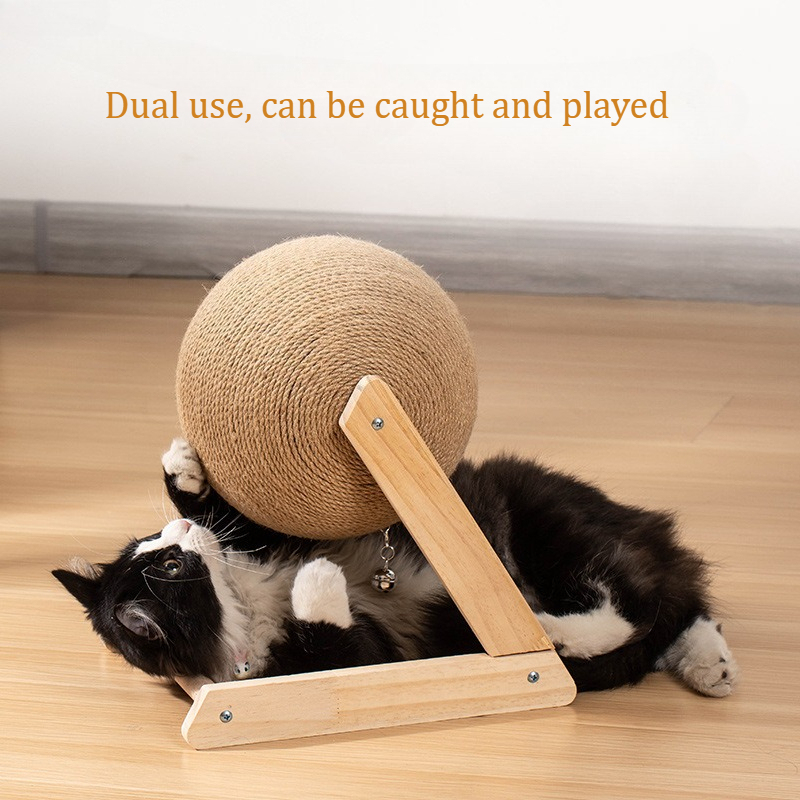 Durable Cat Cratchers Ball Wood Rack Spin Ball Board with Catnip Compartment Grinding Paws Toy for Indoor Pet Furniture Supplies